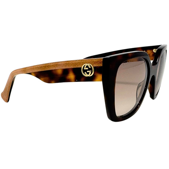 Gucci Sunglasses GG Logo Glitter Havana Hollywood Oversize Square Gradient Brown - Picture 7 of 13